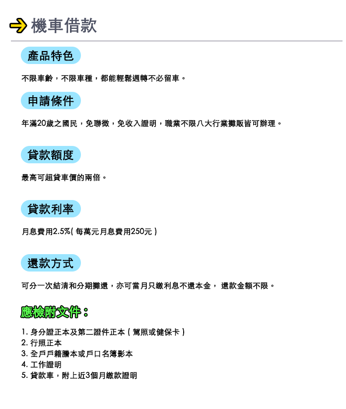 文山區機車借款,內湖區機車借款